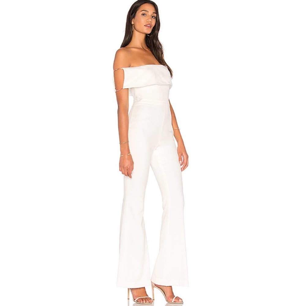 Stylestalker Savannah Maxi Jumpsuit Pantsuit Blanc White Ivory Off the Shoulder